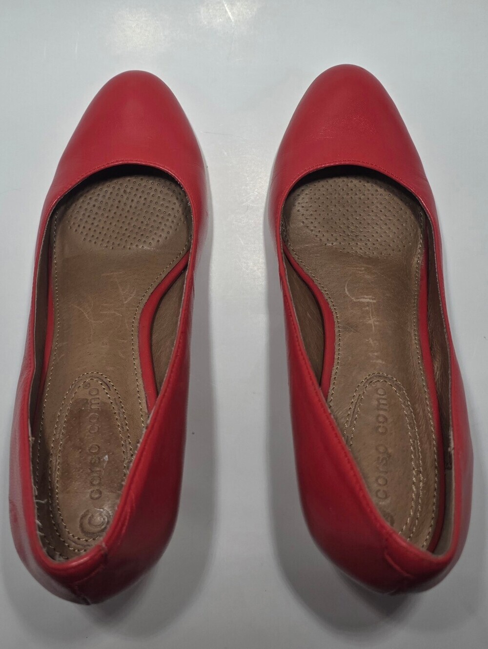 Corso Como Red Leather Platform Pumps Women's Size 7M High Heel Shoes